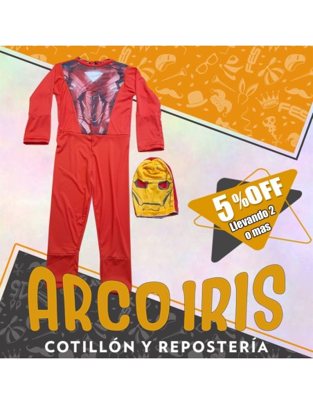 Disfraz Enterito Hombre De Hierro +2-5% Talle 6 - Promo Por Cantidad Ironman Halloween