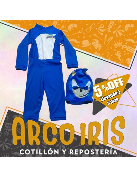 Disfraz Enterito Erizo Azul +2-5% Talle 2 - Promo Por Cantidad Sonic Halloween