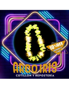 Luminoso Collar Hawaiano Amarillo Xu +12-10% 10 Led Collar Flores Primavera Party Store