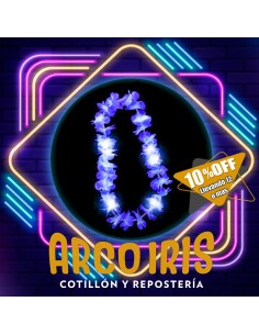 Luminoso Collar Hawaiano Azul Xu +12-10% 10 Led Collar Flores Primavera Party Store