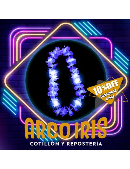 Luminoso Collar Hawaiano Azul Xu +12-10% 10 Led Collar Flores Primavera Party Store