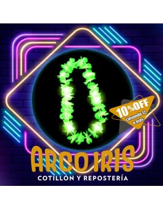 Luminoso Collar Hawaiano Verde Xu +12-10% 10 Led Collar Flores Primavera Party Store