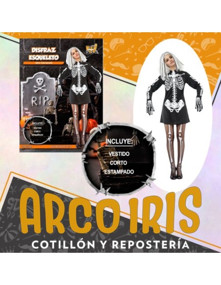 Disfraz Adulto Mujer Esqueleto - Talle S Halloween Party Store