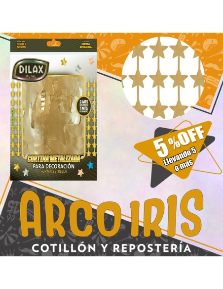 Cortina Estrella Oro Metal Xu +5-5% - Promo Por Cantidad Dilax 2 X 1 Mt