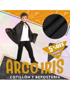 Capa Fiselina Chica +5-5% Negra-roja Con Cuello Halloween Promo Por Cantidad