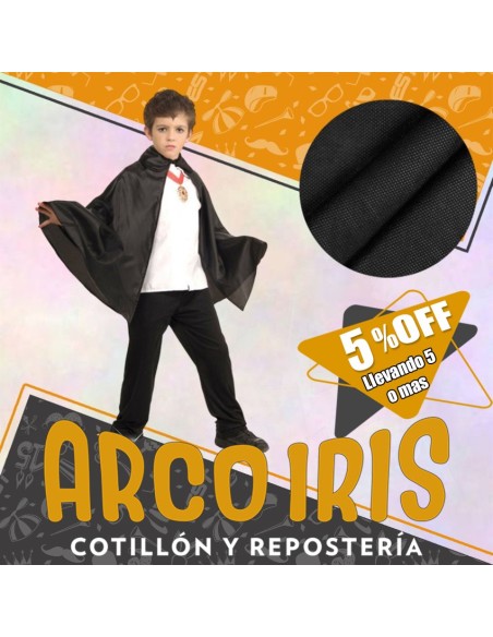Capa Fiselina Chica +5-5% Negra-roja Con Cuello Halloween Promo Por Cantidad