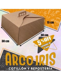 Caja Torta 31 X 31 X 13 X 10 +10 -5% Blanca/madera Promo Por Cantidad