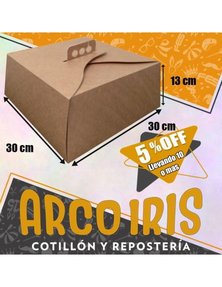 Caja Torta 31 X 31 X 13 X 10 +10 -5% Blanca/madera Promo Por Cantidad