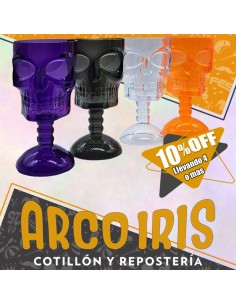 Copa Calavera Xu - 4 Colores +4-10% Naranja-negra-violeta-cristal Promo Por Cantidad Halloween Party Store
