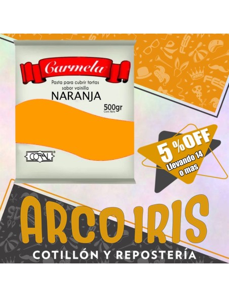 Coral Pasta Color X 500 Gr - Naranja +14-5% Promo Por Cantidad Carmela