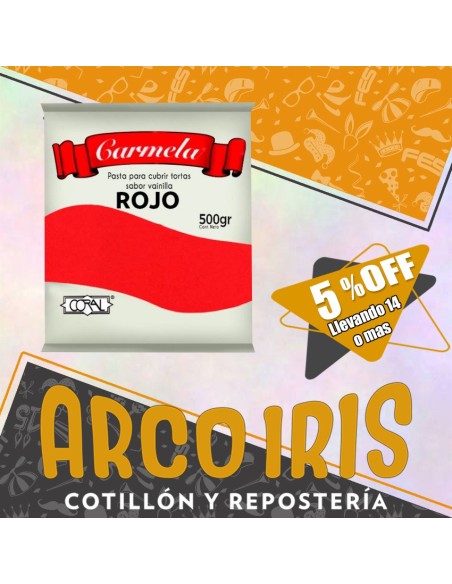Coral Pasta Color X 500 Gr - Roja +14-5% Promo Por Cantidad Carmela