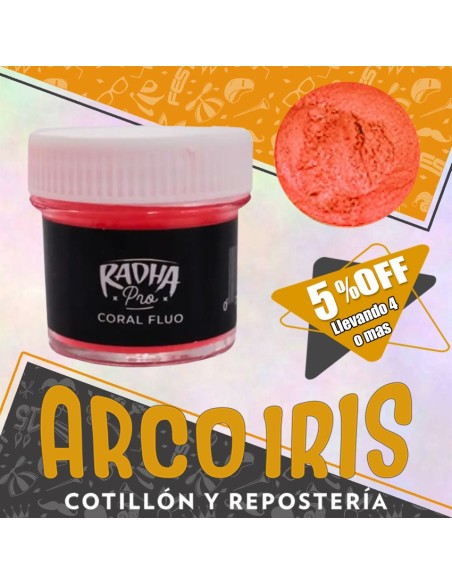 Colorante En Polvo Fluo Coral Xu - 4 Gr Radha  Pascua