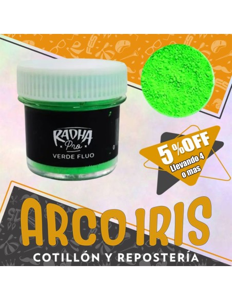 Colorante En Polvo Fluo Verde Xu -4 Gr Radha  Pascua