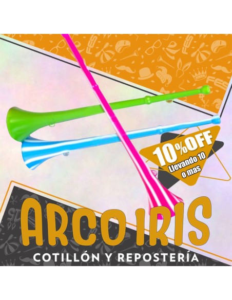 Corneta Vuvuzela Xu +10-10% Bicolor Fluo Promo Por Cantidad Stasio Rotti