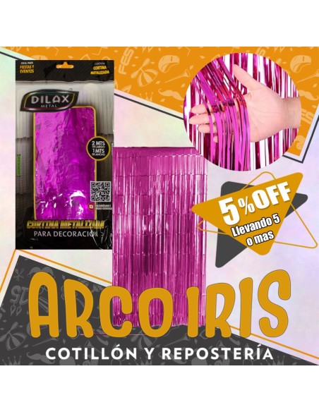 Cortina Metal Fucsia Dilax Xu +5-5% - Promo Por Cantidad 1 X 2 Mt Violeta Dilax