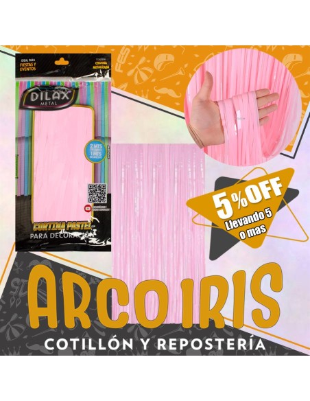 Cortina Plastica Pastel Rosa Xu +5-5% - Promo Por Cantidad 1 X 2 Mt Dilax
