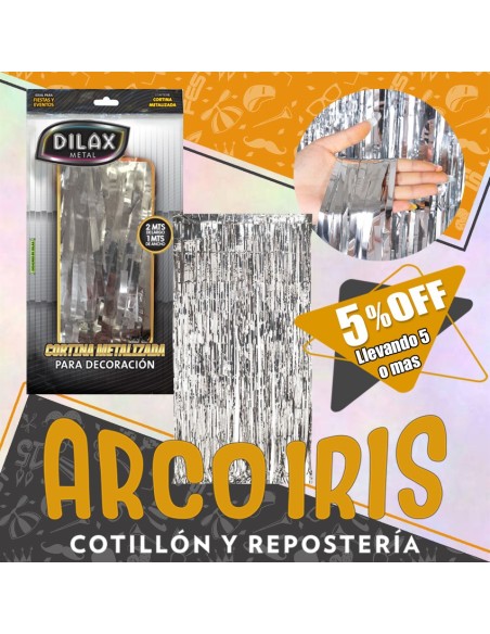 Cortina Metal Plata Xu +5-5% - Promo Por Cantidad 1 X 2 Mt Dilax