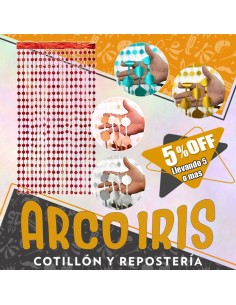 Cortina Metal Circulos Xu +5-5% - 2 Mt Plateada/rosa Gold/dorada China Promo Por Cantidad