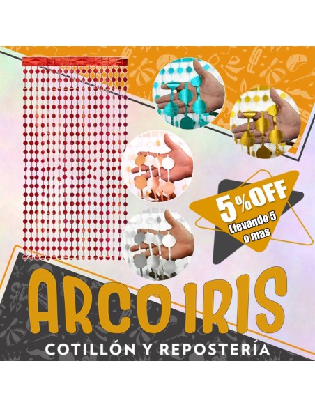 Cortina Metal Circulos Xu +5-5% - 2 Mt Plateada/rosa Gold/dorada China Promo Por Cantidad