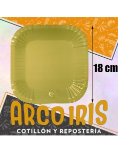 Plato Arena 18 Cm Cuadrado X 8 - Polipapel  Festcopack