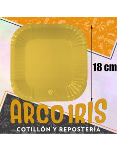 Plato Mostaza 18 Cm Cuadrado X 8 - Polipapel  Festcopack