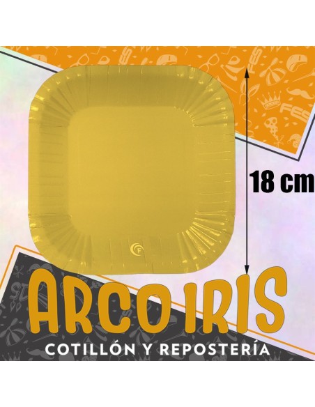 Plato Mostaza 18 Cm Cuadrado X 8 - Polipapel  Festcopack