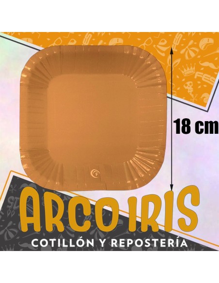 Plato Terracota 18 Cm Cuadrado X 8 - Polipapel  Festcopack