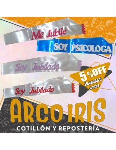 Banda Cinta Letras Gibreadas 72 Cm +5-5% - Varios Motivos Upd Egresado Promo Por Cantidad Cinta Mi Cumple/egresado/me Recibi/ 2