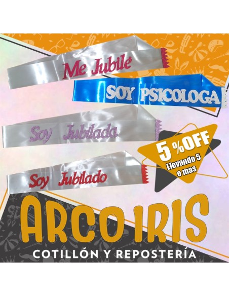 Banda Cinta Letras Gibreadas 72 Cm +5-5% - Varios Motivos Upd Egresado Promo Por Cantidad Cinta Mi Cumple/egresado/me Recibi/