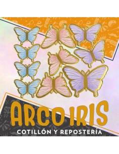 Mariposa Troquelada X 12 - Varios Colores Cat2 Primavera Pegatina Blanca-amarilla-rosa-celeste-verde-naranja-dorada-negra-tur