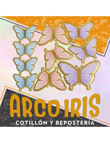 Mariposa Troquelada X 12 - Varios Colores Cat2 Primavera Pegatina Blanca-amarilla-rosa-celeste-verde-naranja-dorada-negra-tur