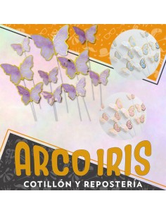 Mariposa Troquelada Con Alambre X 10 - Varios Colores -topers Mariposa-primavera Pegatina Blanca-amarilla-rosa-celeste-verde-