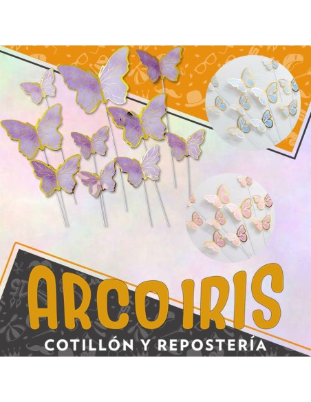 Mariposa Troquelada Con Alambre X 10 - Varios Colores -topers Mariposa-primavera Pegatina Blanca-amarilla-rosa-celeste-verde-