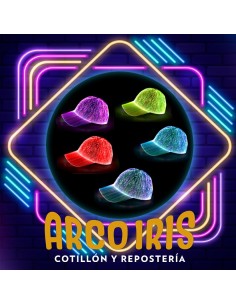 Luminoso Gorra Fibra Optica Premium -blanca -negra -circuito Led Rgb -permite Elegir Color -