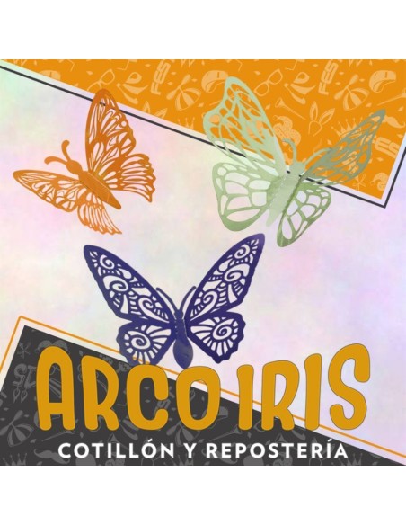 Mariposa Troquelada/calada X 12 - Varios Colores Primavera Pegatina Blanca-amarilla-rosa-celeste-verde-naranja-dorada-negra-t