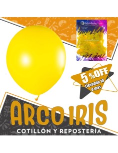 Globo Estandar 10 X 50 - Amarillo +10-5% Cat2 Promo Por Cantidad Disponible Por Color Y Multicolor Globolandia