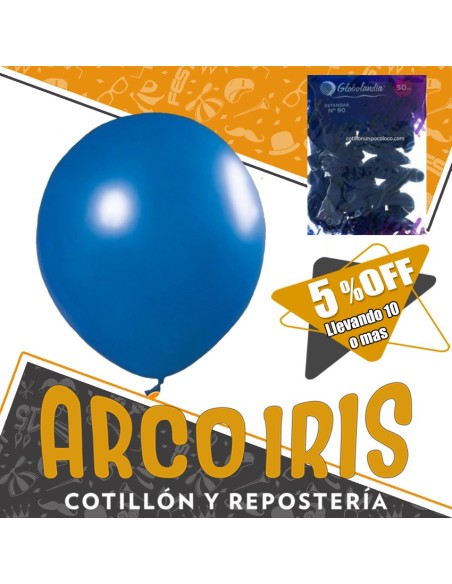 Globo Estandar 10 X 50 - Azul +10-5% Promo Por Cantidad Globolandia