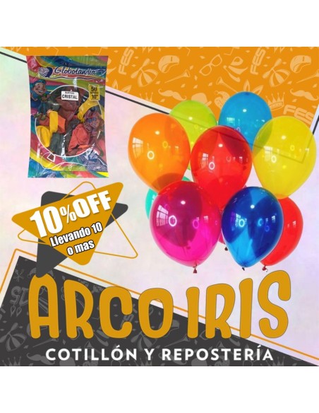 Globo Cristal 10 X 50 Surtido              Globolandia - Colores Surtidos  Cyber Monday