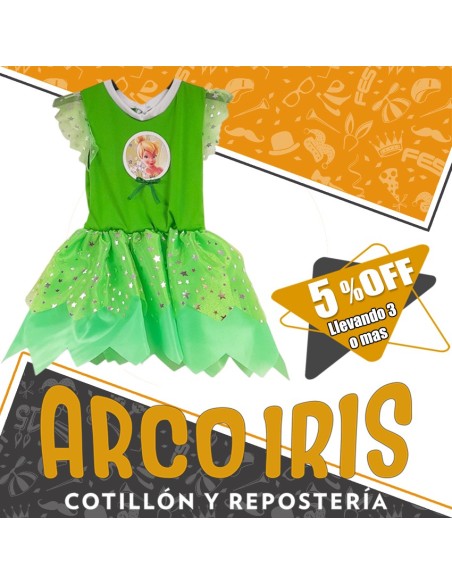 Disfraz Vestido Verde  - Talle 4 Campanita -halloween
