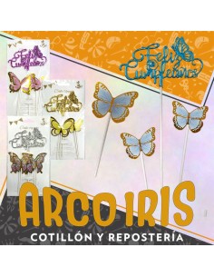 Topper Feliz Cumpleanos Con 4 Mariposas - Pinches Decorativos  Cake Topper Plastico Varios Colores -birthday