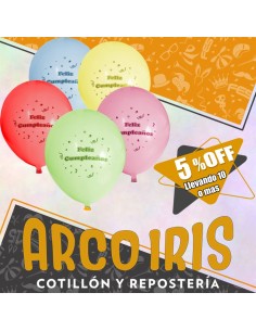 Globo Estandar 10 X 50 - Feliz Cumpleanos +10-5% Promo Por Cantidad Globolandia
