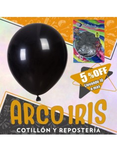 Globo Estandar 10 X 50 - Negro +10-5% Promo Por Cantidad Globolandia Halloween