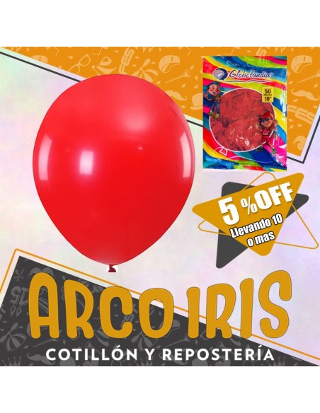 Globo Estandar 10 X 50 - Rojo +10-5% Promo Por Cantidad Navidad Globolandia