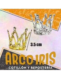 Corona Reina Metal 3.5 Cm Diametro Oro/plata Con  Strass De 3.5 Cm De Alto-tiara-