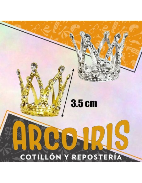 Corona Reina Metal 3.5 Cm Diametro Oro/plata Con  Strass De 3.5 Cm De Alto-tiara-