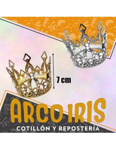 Corona Reina Metal 7 Cm Diametro Oro/plata Con  Strass De 5.5 Cm De Alto-tiara-