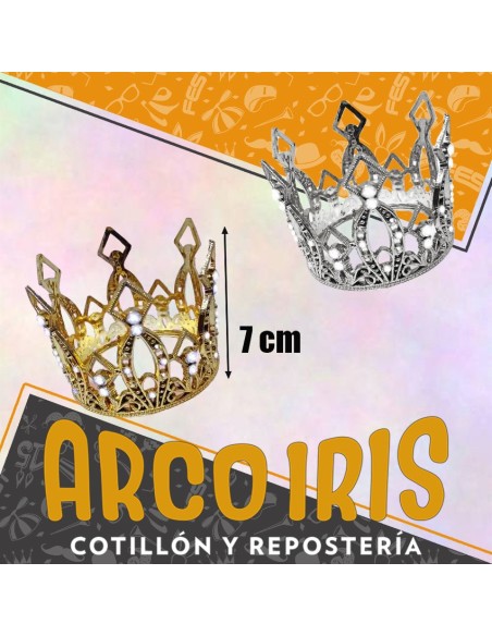 Corona Reina Metal 7 Cm Diametro Oro/plata Con  Strass De 5.5 Cm De Alto-tiara-