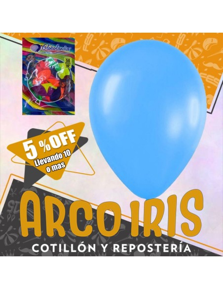 Globo Fluo 10 X 50 Azul +10-5% Promo Por Cantidad Globolandia