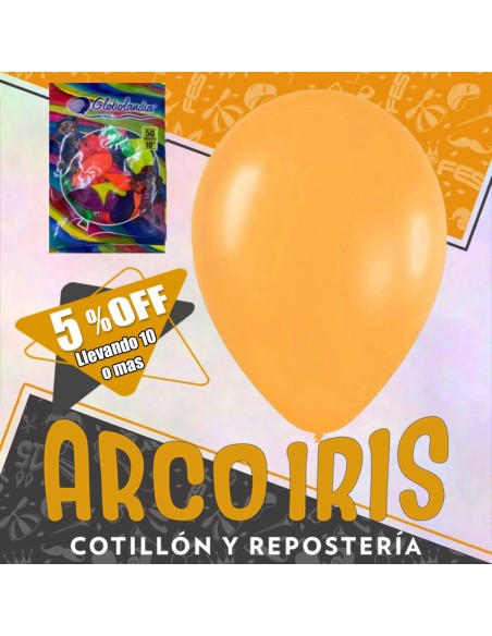 Globo Fluo 10 X 50 Naranja +10-5% Promo Por Cantidad Globolandia