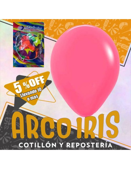 Globo Fluo 10 X 50 Rosa +10-5% Promo Por Cantidad Globolandia